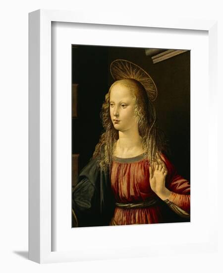 Virgin Mary, Detail from Annunciation, 1472-1475-Leonardo da Vinci-Framed Giclee Print