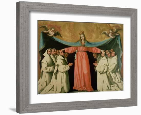 Virgin of the Misericordia Sheltering the Carthusians, circa 1629-Francisco de Zurbarán-Framed Giclee Print