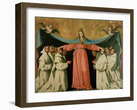 Virgin of the Misericordia Sheltering the Carthusians, circa 1629-Francisco de Zurbarán-Framed Giclee Print