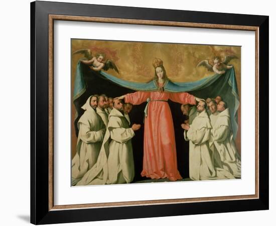 Virgin of the Misericordia Sheltering the Carthusians, circa 1629-Francisco de Zurbarán-Framed Giclee Print