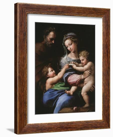 Virgin of the Rose, Madonna and Child with Joseph and John the Baptist, 1518-Raphael-Framed Giclee Print