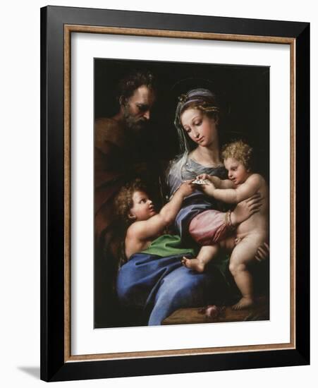 Virgin of the Rose, Madonna and Child with Joseph and John the Baptist, 1518-Raphael-Framed Giclee Print