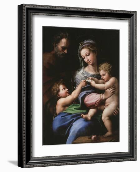 Virgin of the Rose, Madonna and Child with Joseph and John the Baptist, 1518-Raphael-Framed Giclee Print