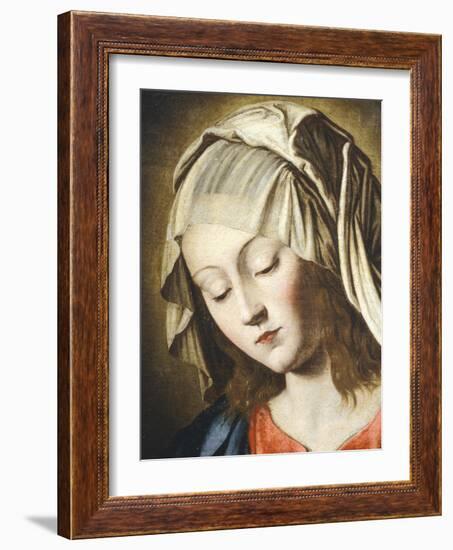 Virgin's Face, Detail from Virgin in Prayer-Giovanni Battista Salvi da Sassoferrato-Framed Giclee Print