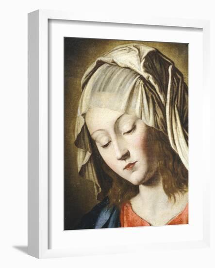 Virgin's Face, Detail from Virgin in Prayer-Giovanni Battista Salvi da Sassoferrato-Framed Giclee Print