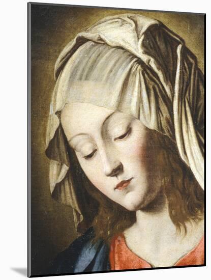 Virgin's Face, Detail from Virgin in Prayer-Giovanni Battista Salvi da Sassoferrato-Mounted Giclee Print