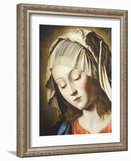 Virgin's Face, Detail from Virgin in Prayer-Giovanni Battista Salvi da Sassoferrato-Framed Premium Giclee Print