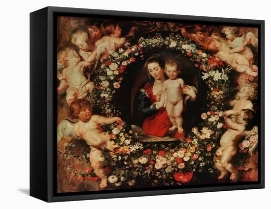 Virgin with a Garland of Flowers, circa 1618-20-Peter Paul Rubens-Framed Premier Image Canvas