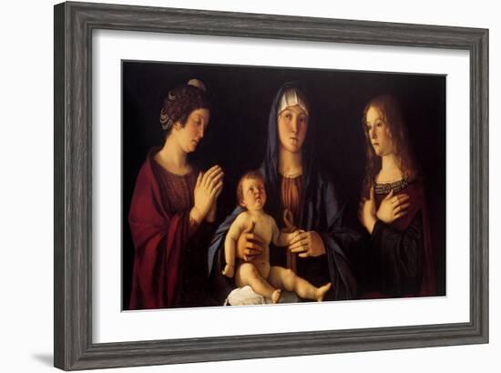 Virgin with Child and St. Catherine and Magdalene-Giovanni Bellini-Framed Art Print