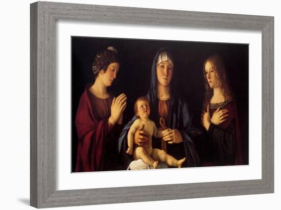 Virgin with Child and St. Catherine and Magdalene-Giovanni Bellini-Framed Art Print