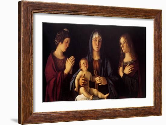 Virgin with Child and St. Catherine and Magdalene-Giovanni Bellini-Framed Art Print