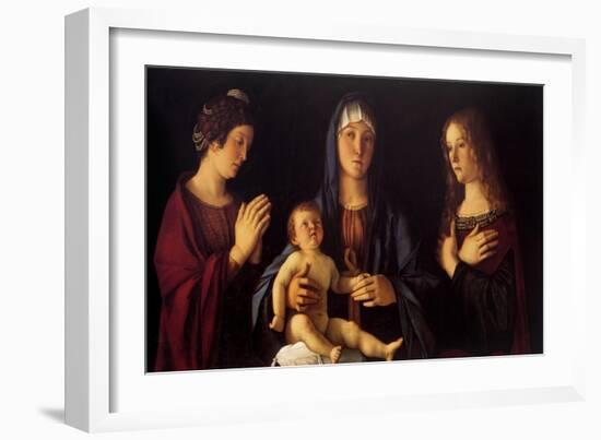 Virgin with Child and St. Catherine and Magdalene-Giovanni Bellini-Framed Art Print