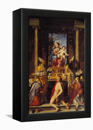 Virgin with Child on a Throne and Saints-Bartolomeo Passarotti-Framed Premier Image Canvas