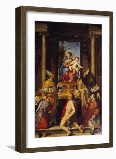 Virgin with Child on a Throne and Saints-Bartolomeo Passarotti-Framed Giclee Print