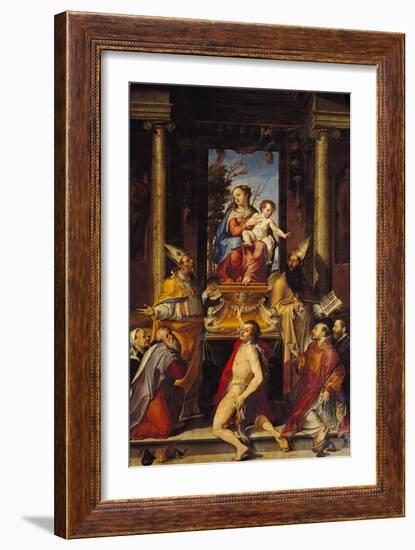 Virgin with Child on a Throne and Saints-Bartolomeo Passarotti-Framed Giclee Print