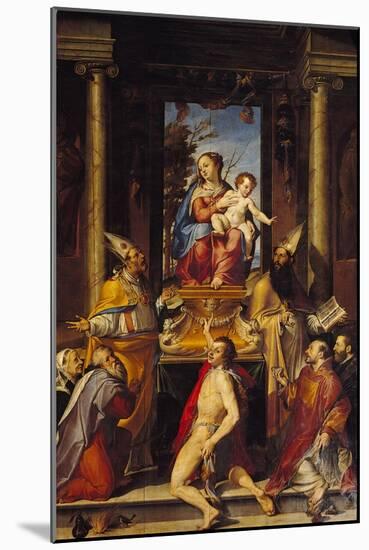 Virgin with Child on a Throne and Saints-Bartolomeo Passarotti-Mounted Giclee Print