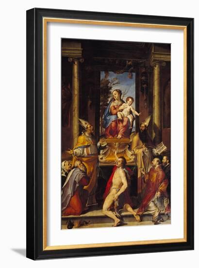 Virgin with Child on a Throne and Saints-Bartolomeo Passarotti-Framed Giclee Print