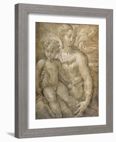 Virgin with the Child on Her Lap-Parmigianino-Framed Giclee Print