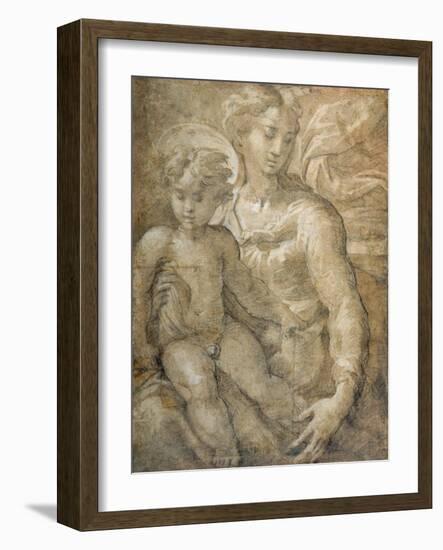 Virgin with the Child on Her Lap-Parmigianino-Framed Giclee Print