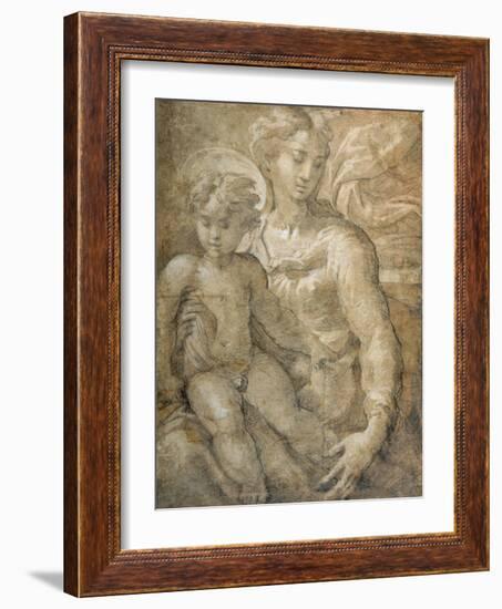 Virgin with the Child on Her Lap-Parmigianino-Framed Giclee Print