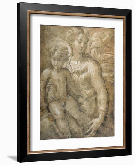 Virgin with the Child on Her Lap-Parmigianino-Framed Giclee Print