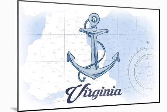 Virginia - Anchor - Blue - Coastal Icon-Lantern Press-Mounted Art Print