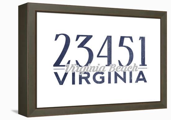 Virginia Beach, Virginia - 23451 Zip Code (Blue)-Lantern Press-Framed Stretched Canvas