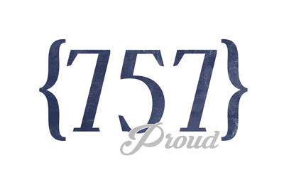 Virginia Beach Virginia 757 Area Code Blue Art Print Lantern Press Art Com