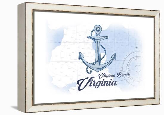 Virginia Beach, Virginia - Anchor - Blue - Coastal Icon-Lantern Press-Framed Stretched Canvas