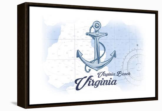 Virginia Beach, Virginia - Anchor - Blue - Coastal Icon-Lantern Press-Framed Stretched Canvas