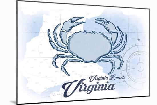 Virginia Beach, Virginia - Crab - Blue - Coastal Icon-Lantern Press-Mounted Art Print