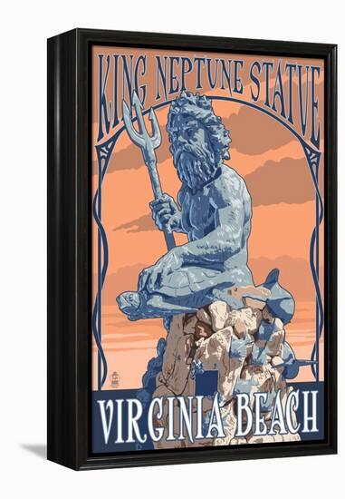 Virginia Beach, Virginia - King Neptune Statue-Lantern Press-Framed Stretched Canvas