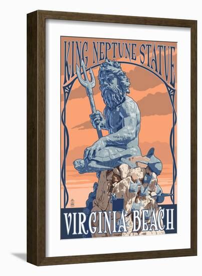 Virginia Beach, Virginia - King Neptune Statue-Lantern Press-Framed Art Print