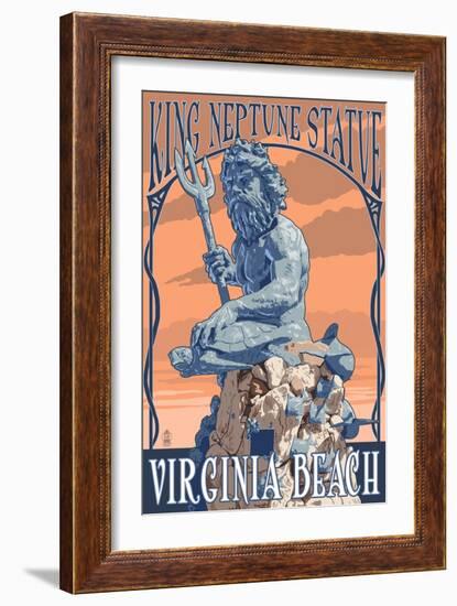 Virginia Beach, Virginia - King Neptune Statue-Lantern Press-Framed Art Print