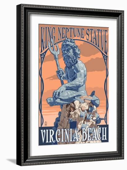 Virginia Beach, Virginia - King Neptune Statue-Lantern Press-Framed Art Print
