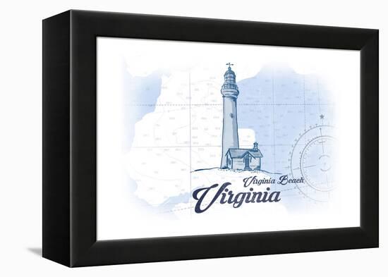 Virginia Beach, Virginia - Lighthouse - Blue - Coastal Icon-Lantern Press-Framed Stretched Canvas