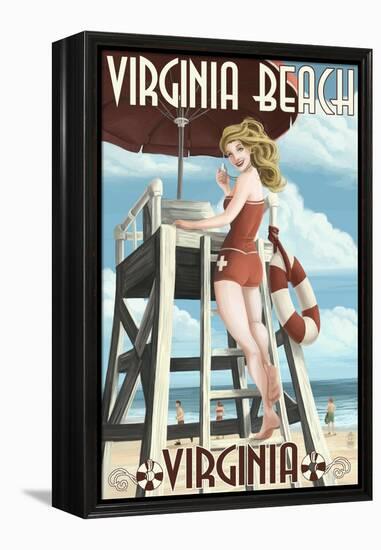 Virginia Beach, Virginia - Pinup Girl Lifeguard-Lantern Press-Framed Stretched Canvas