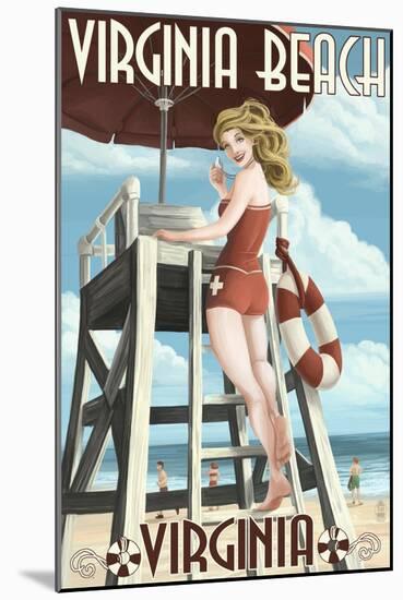 Virginia Beach, Virginia - Pinup Girl Lifeguard-Lantern Press-Mounted Art Print