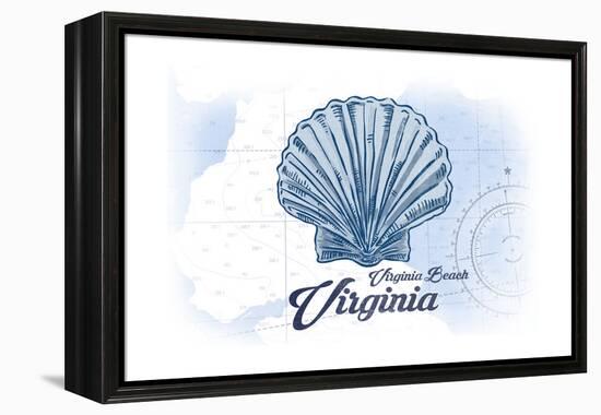 Virginia Beach, Virginia - Scallop Shell - Blue - Coastal Icon-Lantern Press-Framed Stretched Canvas