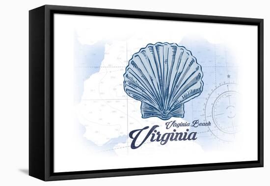 Virginia Beach, Virginia - Scallop Shell - Blue - Coastal Icon-Lantern Press-Framed Stretched Canvas