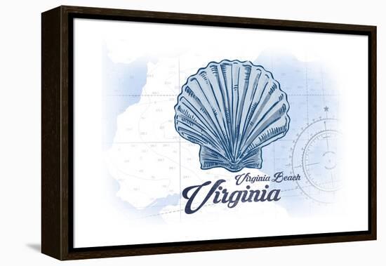 Virginia Beach, Virginia - Scallop Shell - Blue - Coastal Icon-Lantern Press-Framed Stretched Canvas