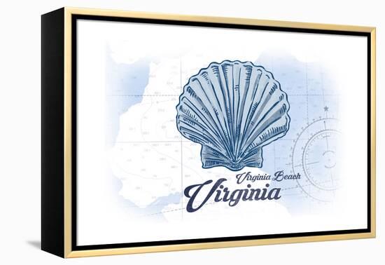 Virginia Beach, Virginia - Scallop Shell - Blue - Coastal Icon-Lantern Press-Framed Stretched Canvas