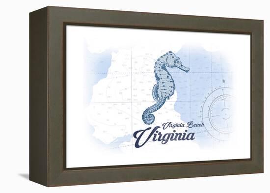 Virginia Beach, Virginia - Seahorse - Blue - Coastal Icon-Lantern Press-Framed Stretched Canvas