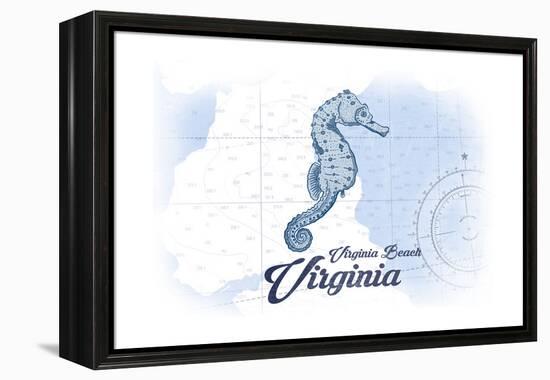 Virginia Beach, Virginia - Seahorse - Blue - Coastal Icon-Lantern Press-Framed Stretched Canvas