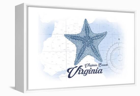 Virginia Beach, Virginia - Starfish - Blue - Coastal Icon-Lantern Press-Framed Stretched Canvas