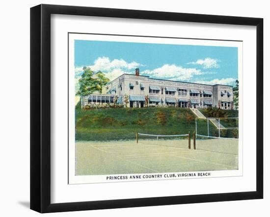 Virginia Beach, Virginia, Tennis Court View of the Princess Anne Country Club-Lantern Press-Framed Art Print