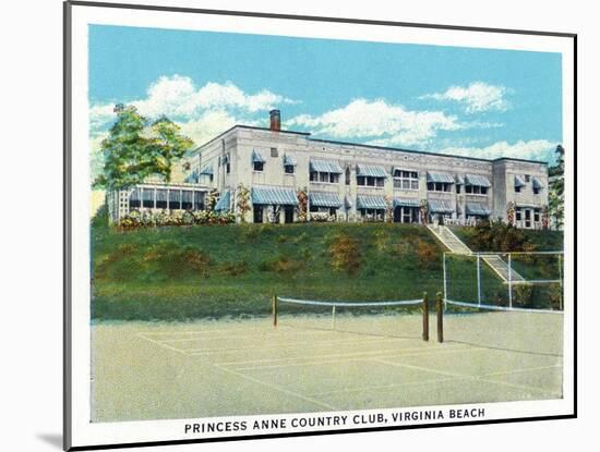 Virginia Beach, Virginia, Tennis Court View of the Princess Anne Country Club-Lantern Press-Mounted Art Print