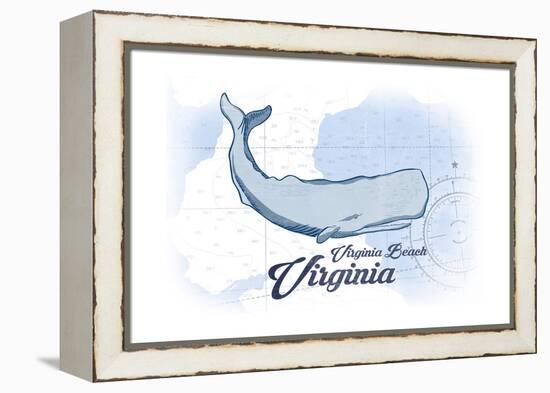 Virginia Beach, Virginia - Whale - Blue - Coastal Icon-Lantern Press-Framed Stretched Canvas