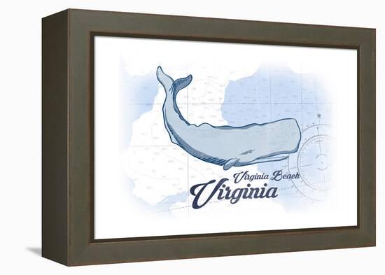 Virginia Beach, Virginia - Whale - Blue - Coastal Icon-Lantern Press-Framed Stretched Canvas