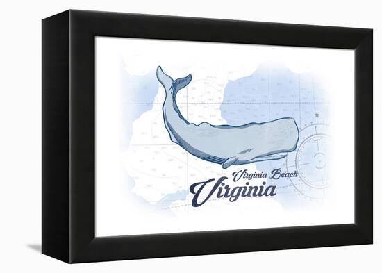 Virginia Beach, Virginia - Whale - Blue - Coastal Icon-Lantern Press-Framed Stretched Canvas